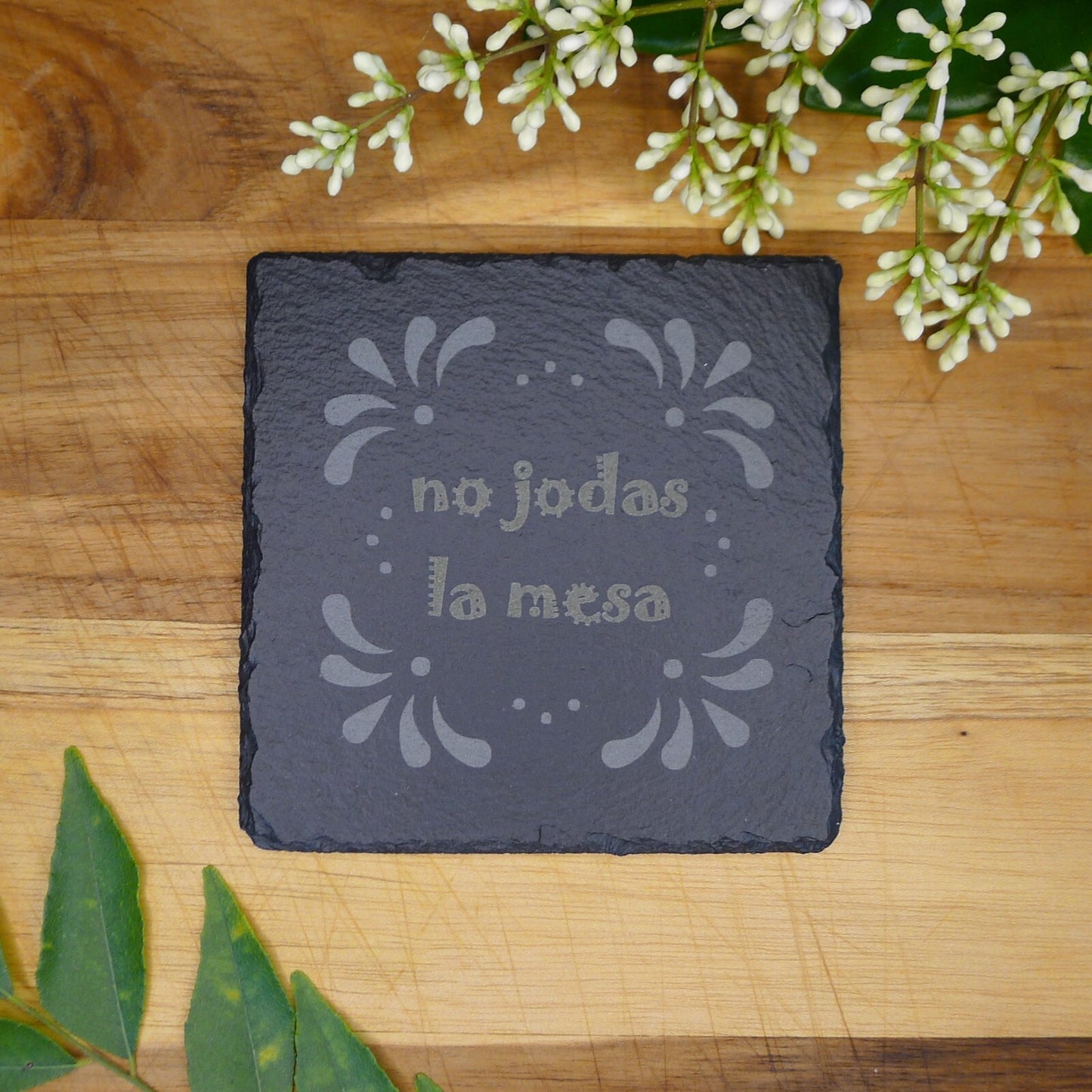 No Jodas La Mesa  juego de posavasos de pizarra Square Slate Coaster 4 pcs Set