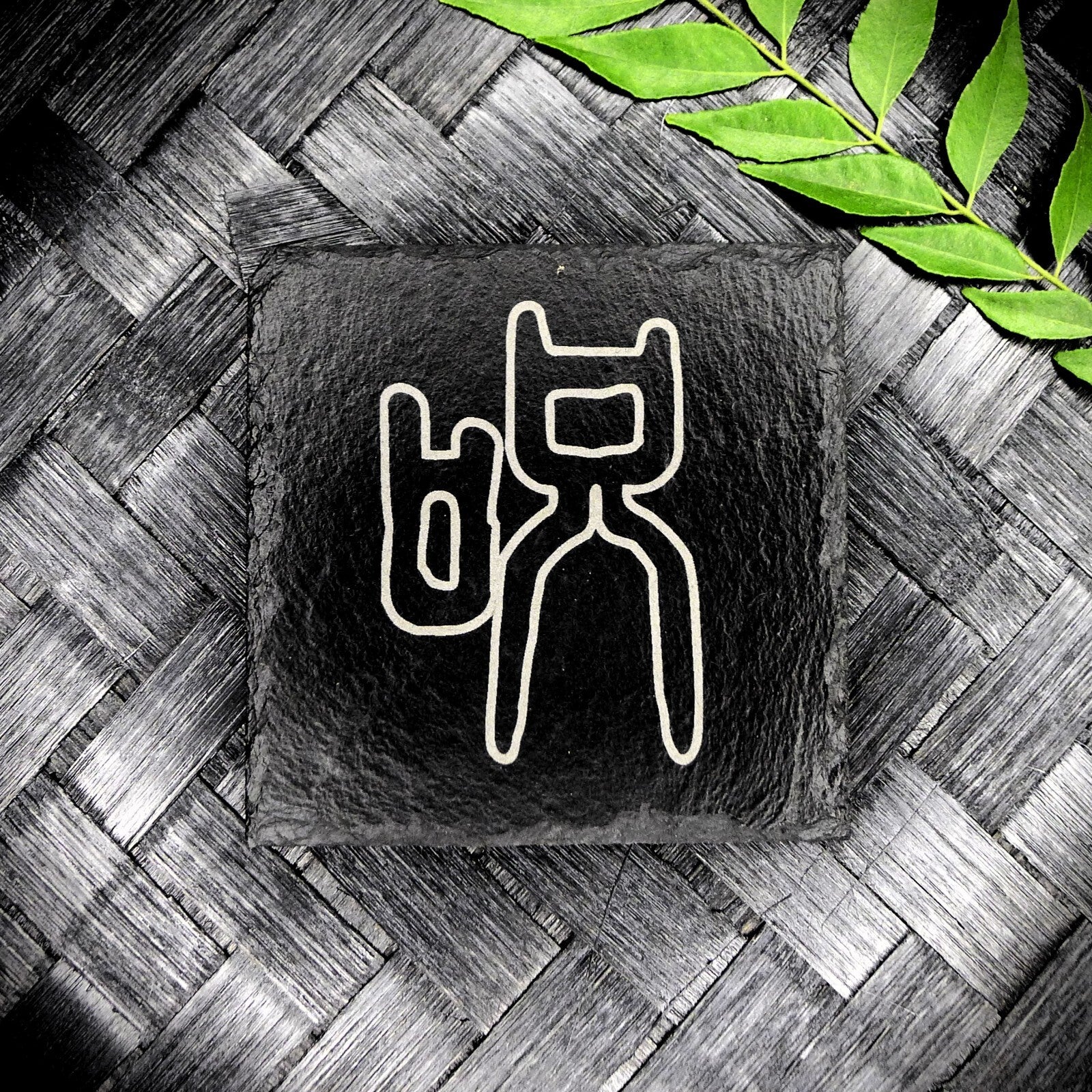 Jujutsu Kaisen Hollow Font Slate Coaster Set – Handcrafted Laser Engraved Kanji