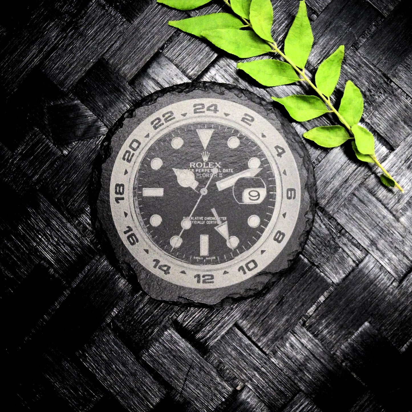Rolex Explorer II 216570 Black Dial Slate Coaster Set Brand New Laser Engraved