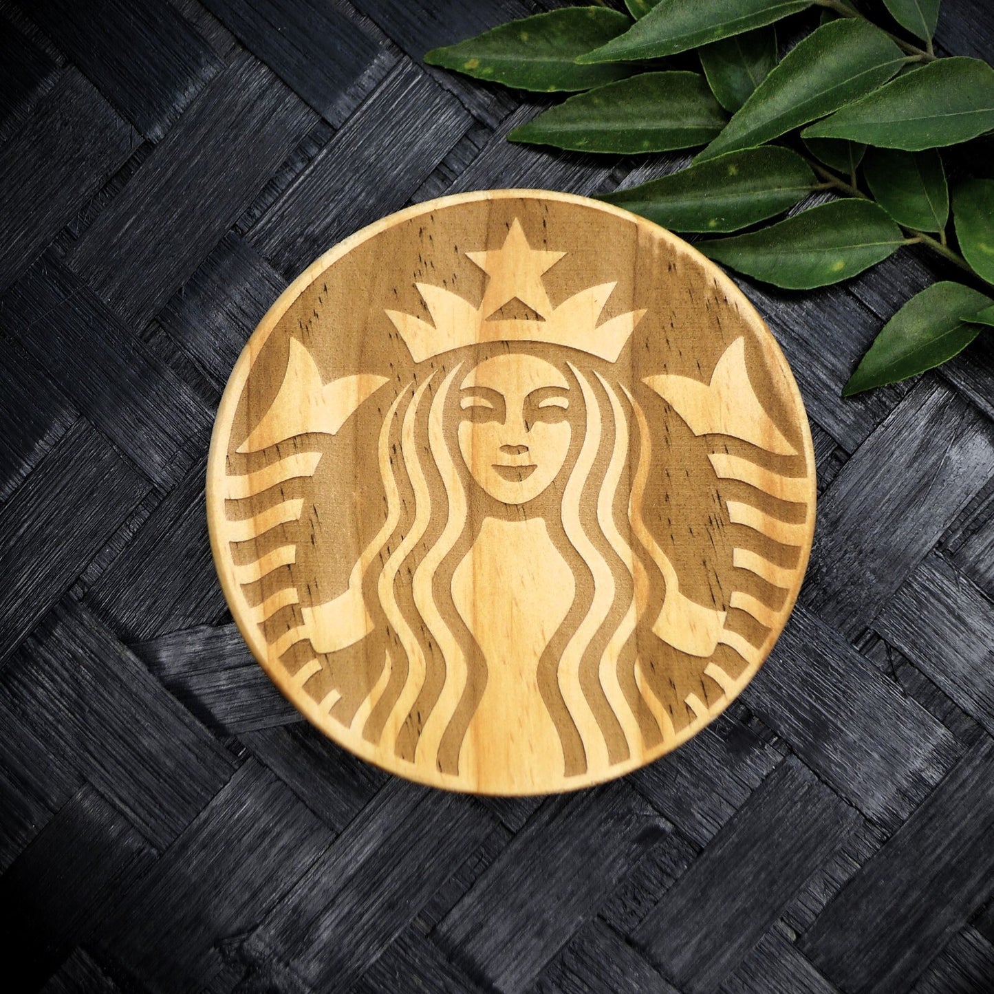 Starbucks Siren Coaster Set - Brand New Hand Made Laser Engraved Rustic Fan Art
