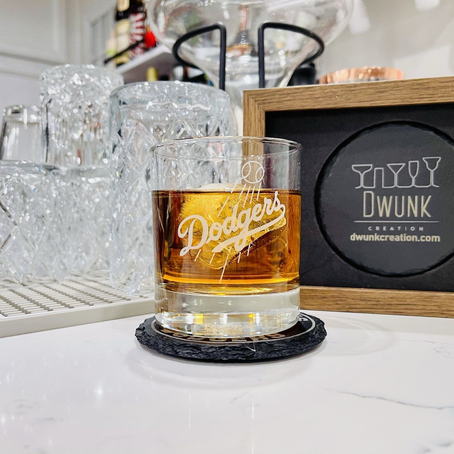 Custom Engraved Los Angeles Dodgers Whiskey Glass – 11 oz Standard Rocks Glass