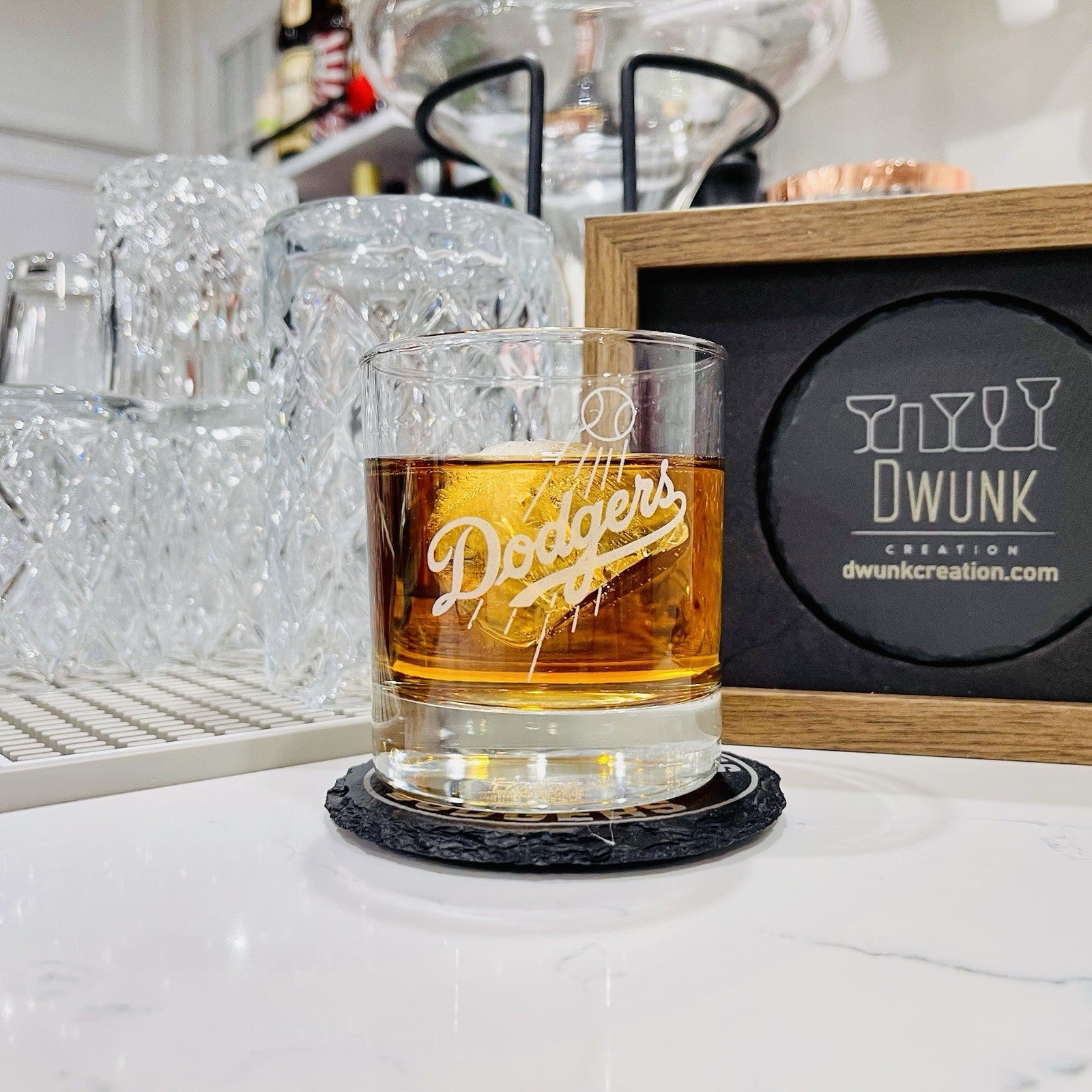 Custom Engraved Los Angeles Dodgers Whiskey Glass – 11 oz Standard Rocks Glass