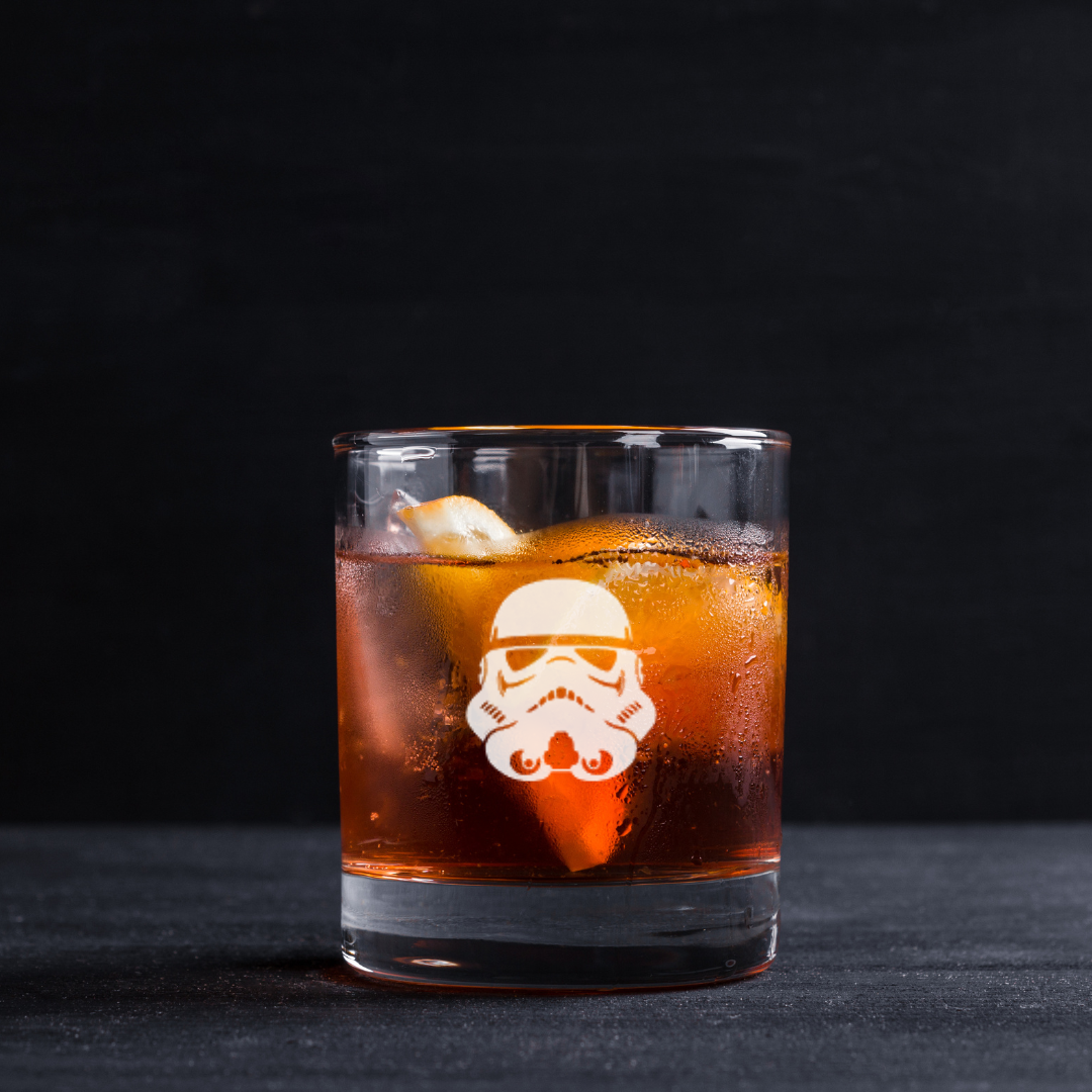 Custom Engraved Stormtrooper Helmet Whiskey Glass – 11 oz Standard Rocks Glass