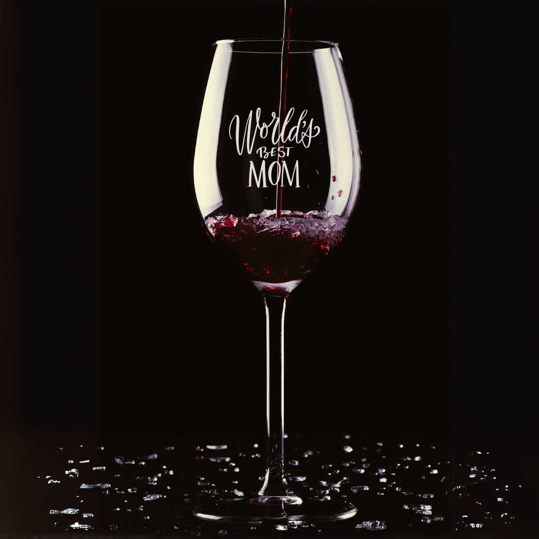 Custom Engraved Worlds Best Mom Wine Glass – 12 oz Long Stem Mothers Day Gift