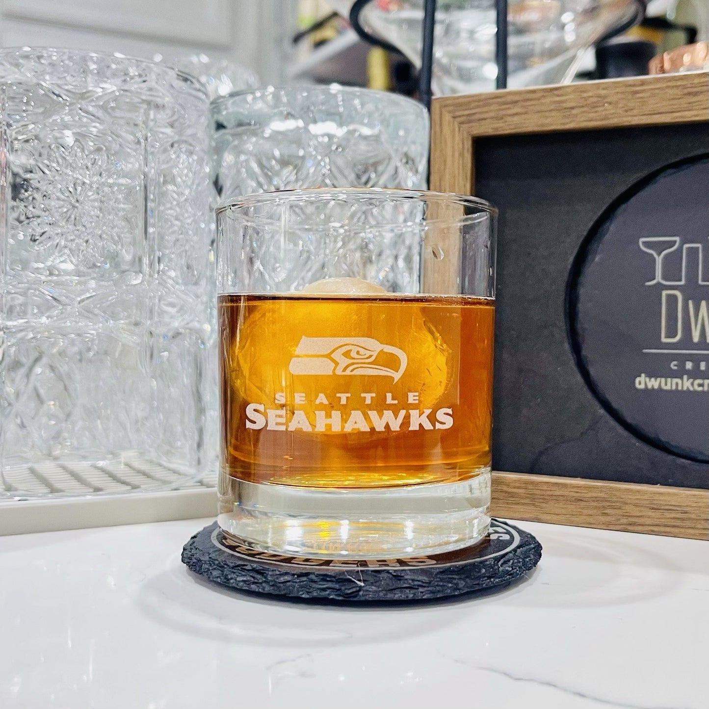 Custom Engraved Seattle Seahawks Whiskey Glass – 11 oz Rocks Glass