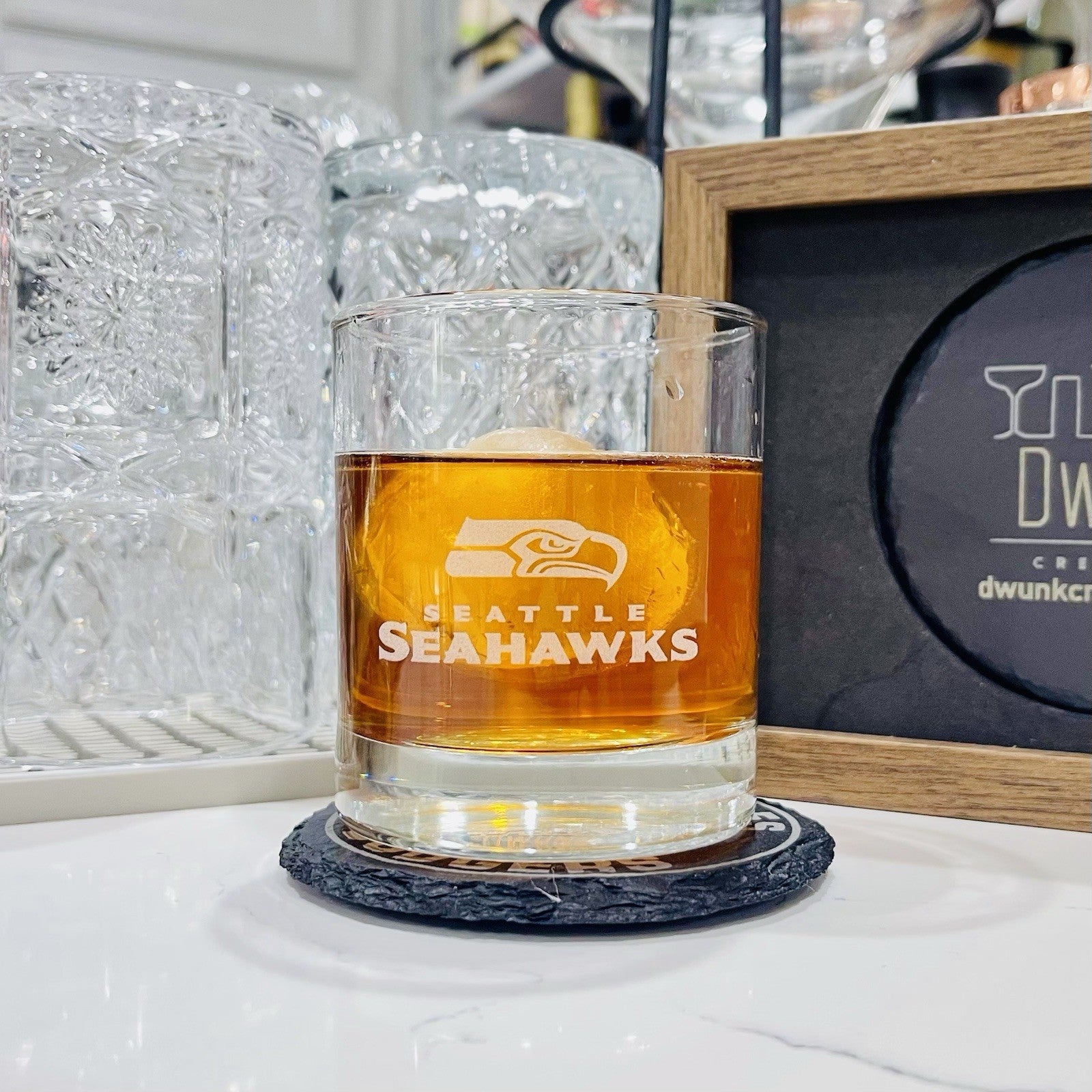 Custom Engraved Seattle Seahawks Whiskey Glass – 11 oz Rocks Glass