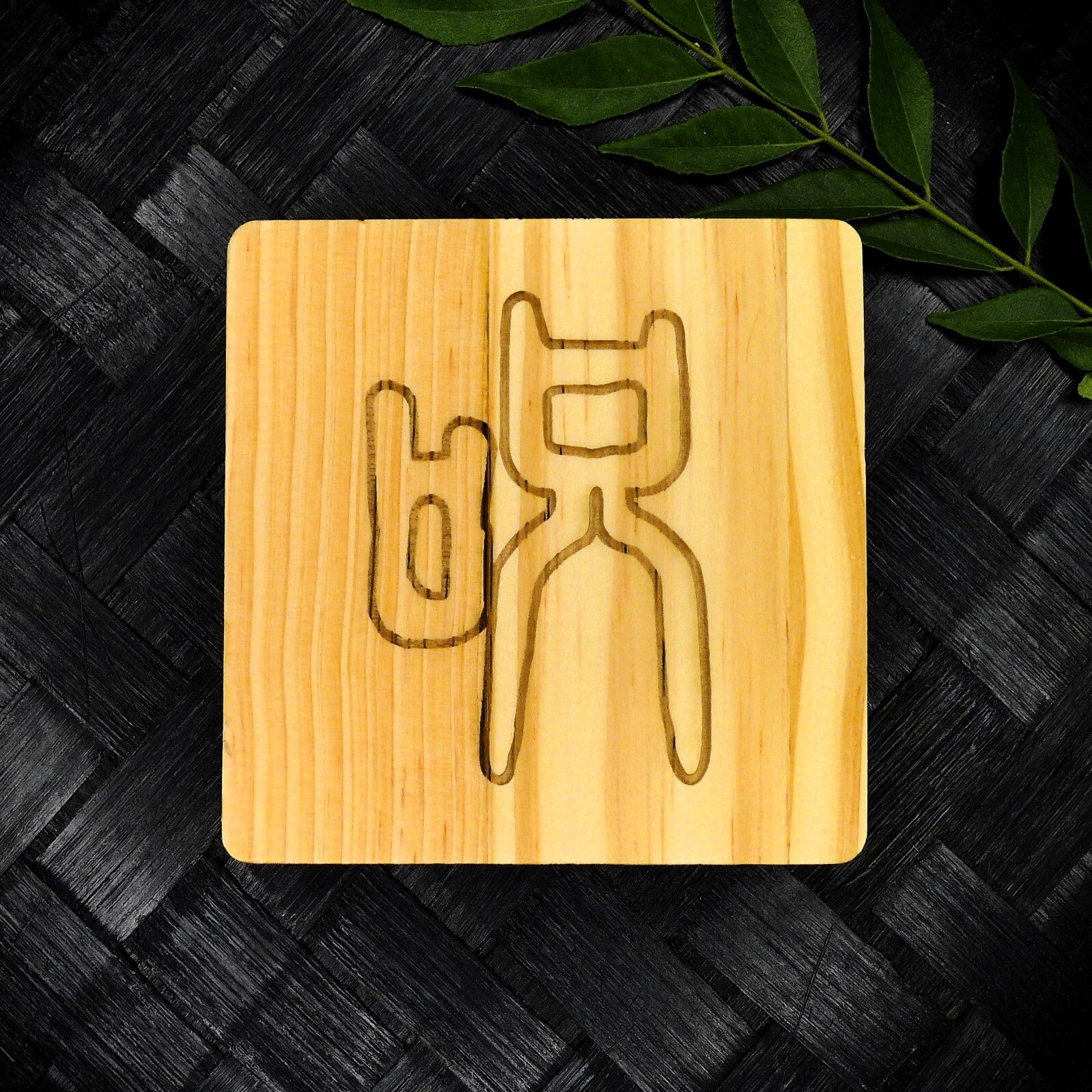Jujutsu Kaisen Inspired Wooden Coaster Set – Square Handcrafted Laser Engraved