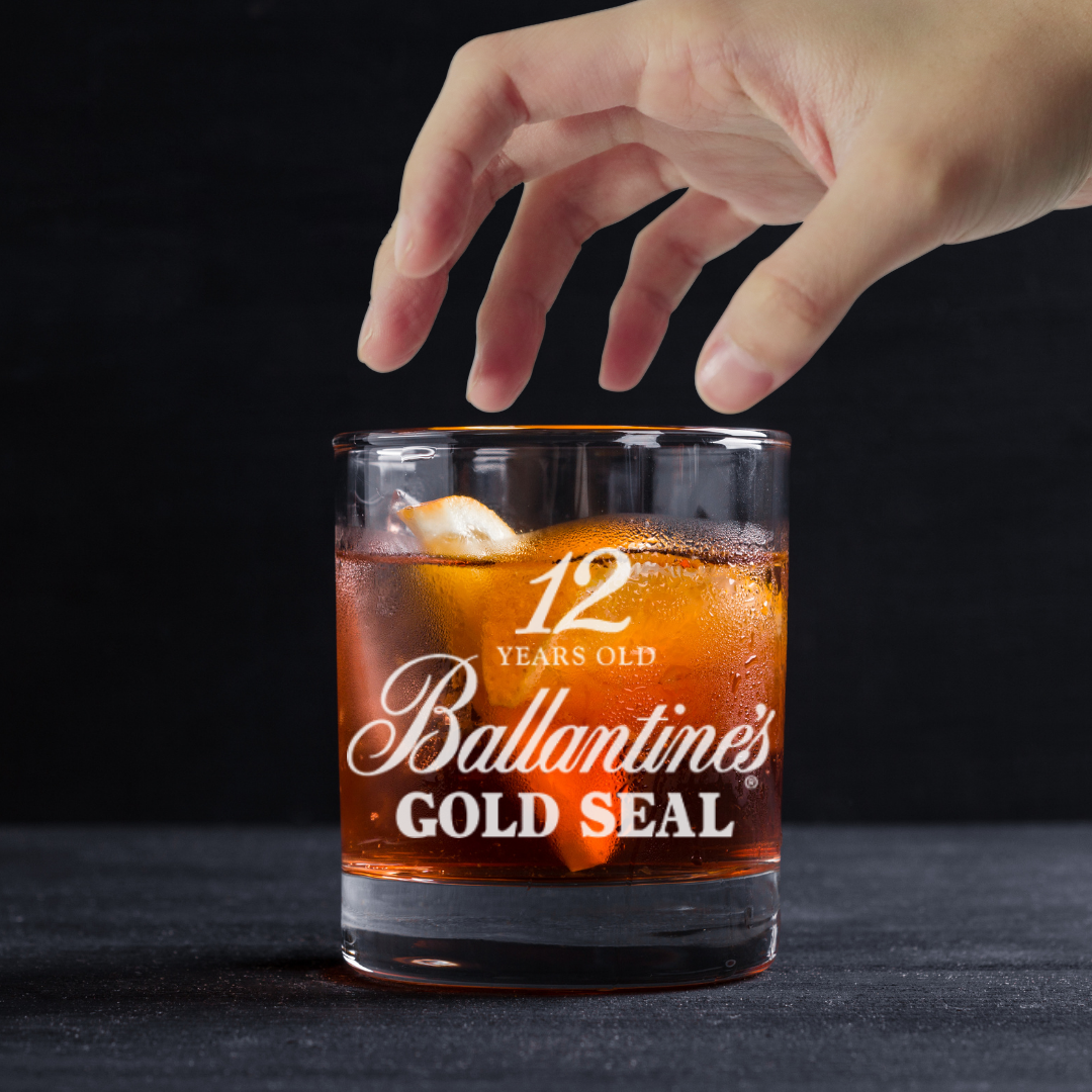 Custom Engraved Ballantine's Gold Seal Whiskey Glass – 11 oz Standard Rocks