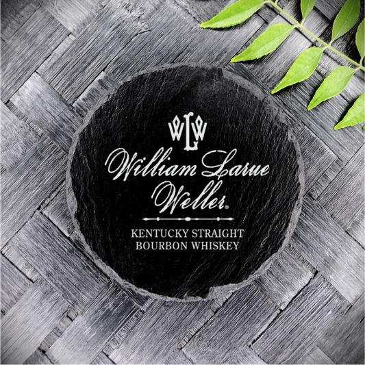 Brand New Handcrafted Laser Engraved William Larue Weller Round Slate Coaster