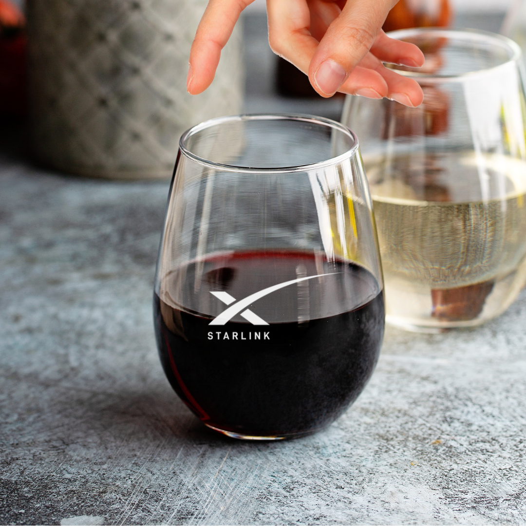 Custom Engraved Starlink Stemless Wine Glass – 15 oz