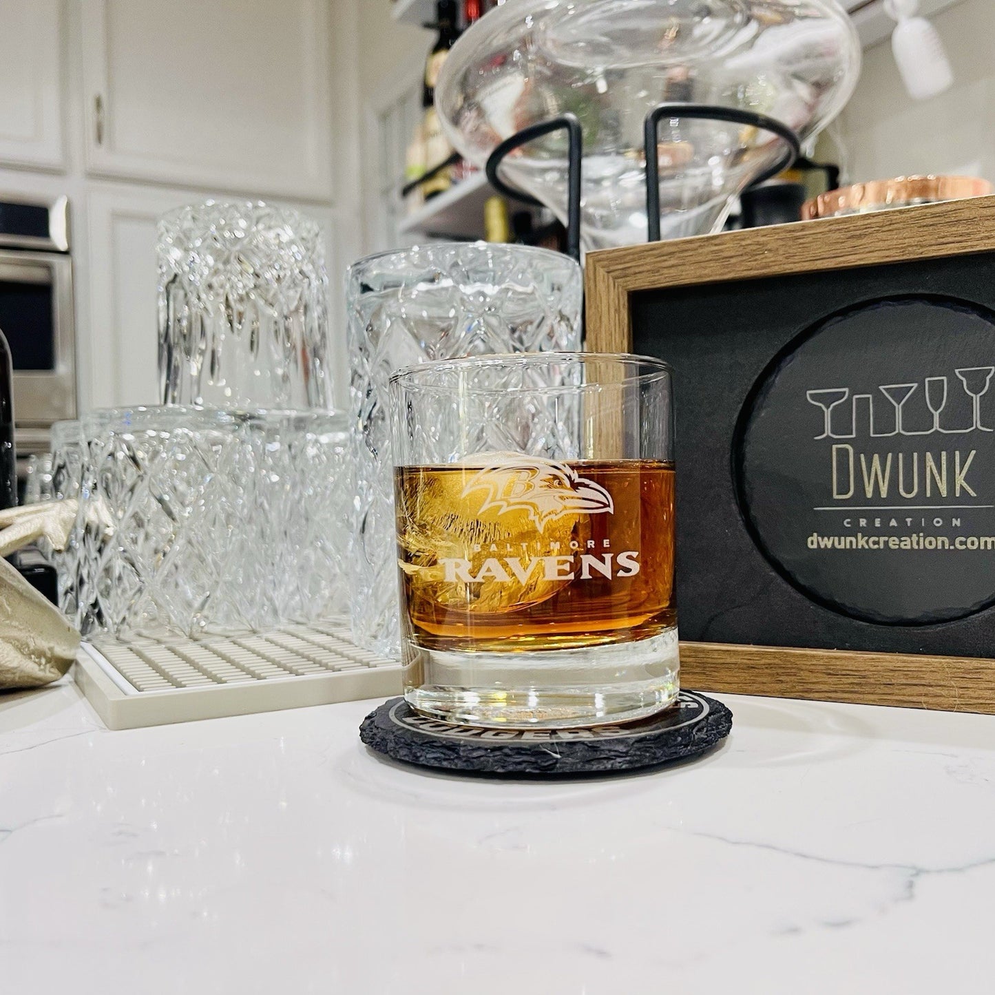 Custom Engraved Baltimore Ravens Whiskey Glass – 11 oz Rocks Glass