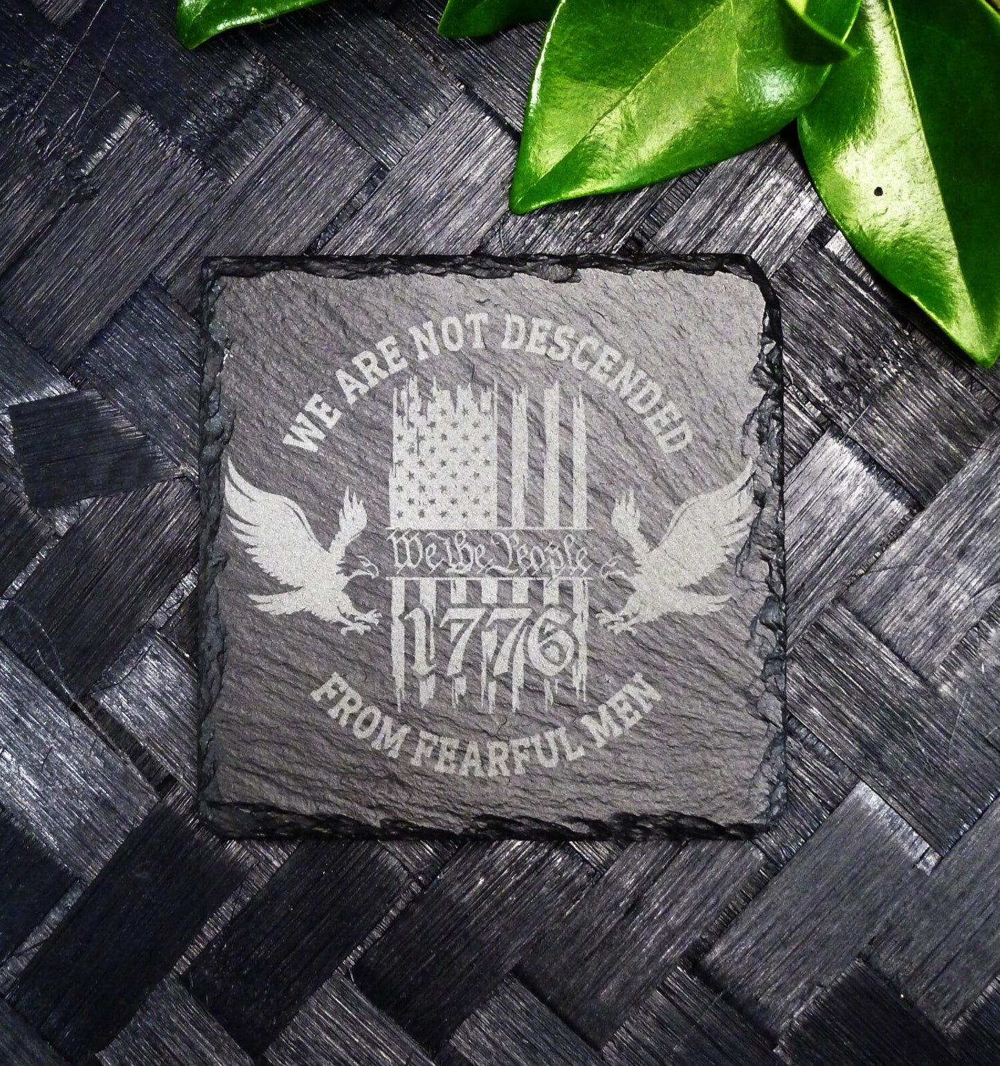 Patriotic 1776 America Flag Slate Coaster Set Brand New Hand Made Laser Engraved