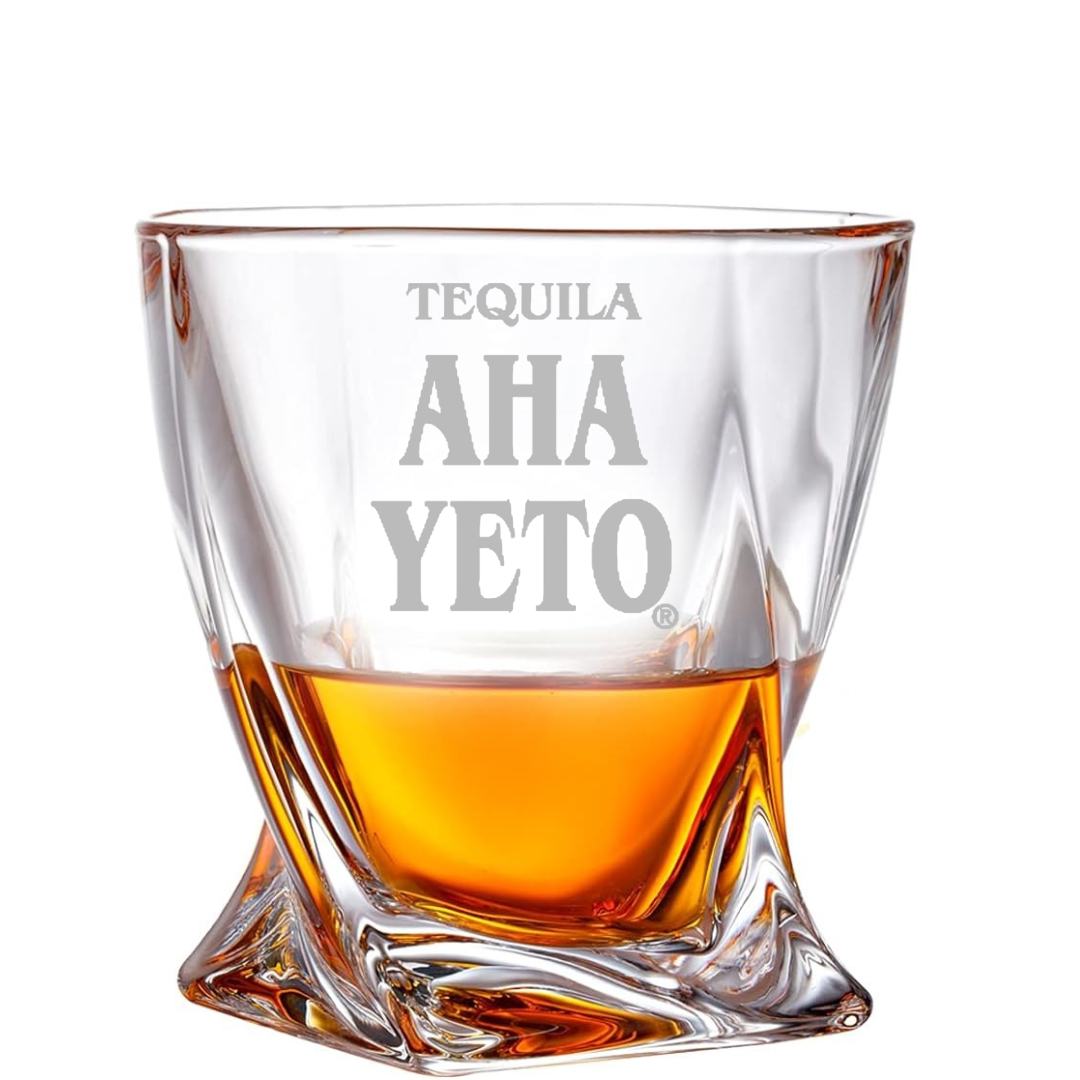 Custom Engraved Aha Yeto Whiskey Glass – 10 oz Twisted Rocks Glass New