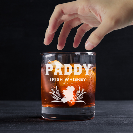 Custom Engraved Paddy Irish Whiskey Glass – 11 oz Standard Rocks Glass