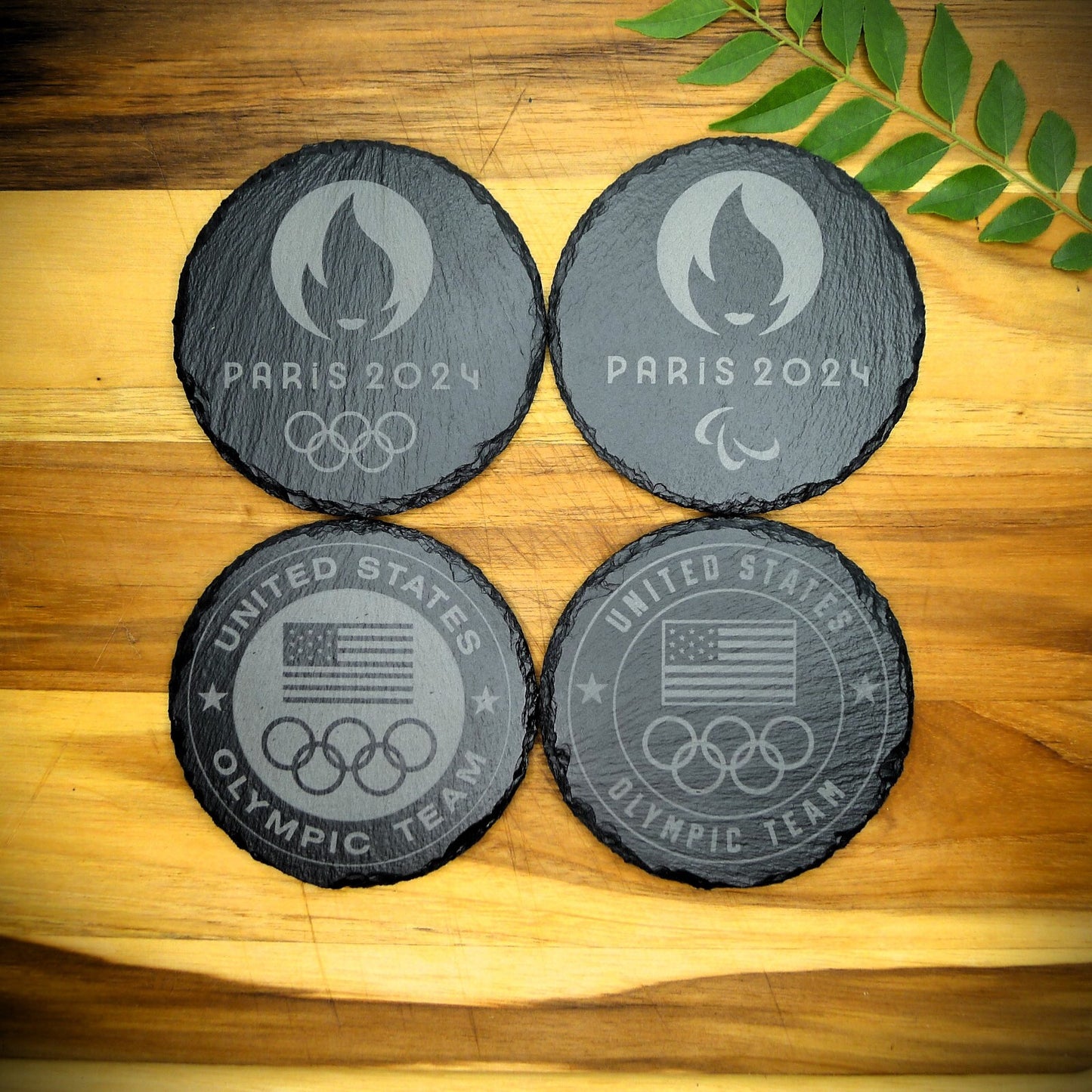 Paris 2024 Olympic Slate Coasters Set Team USA Paris 2024 Paralympics Coaster