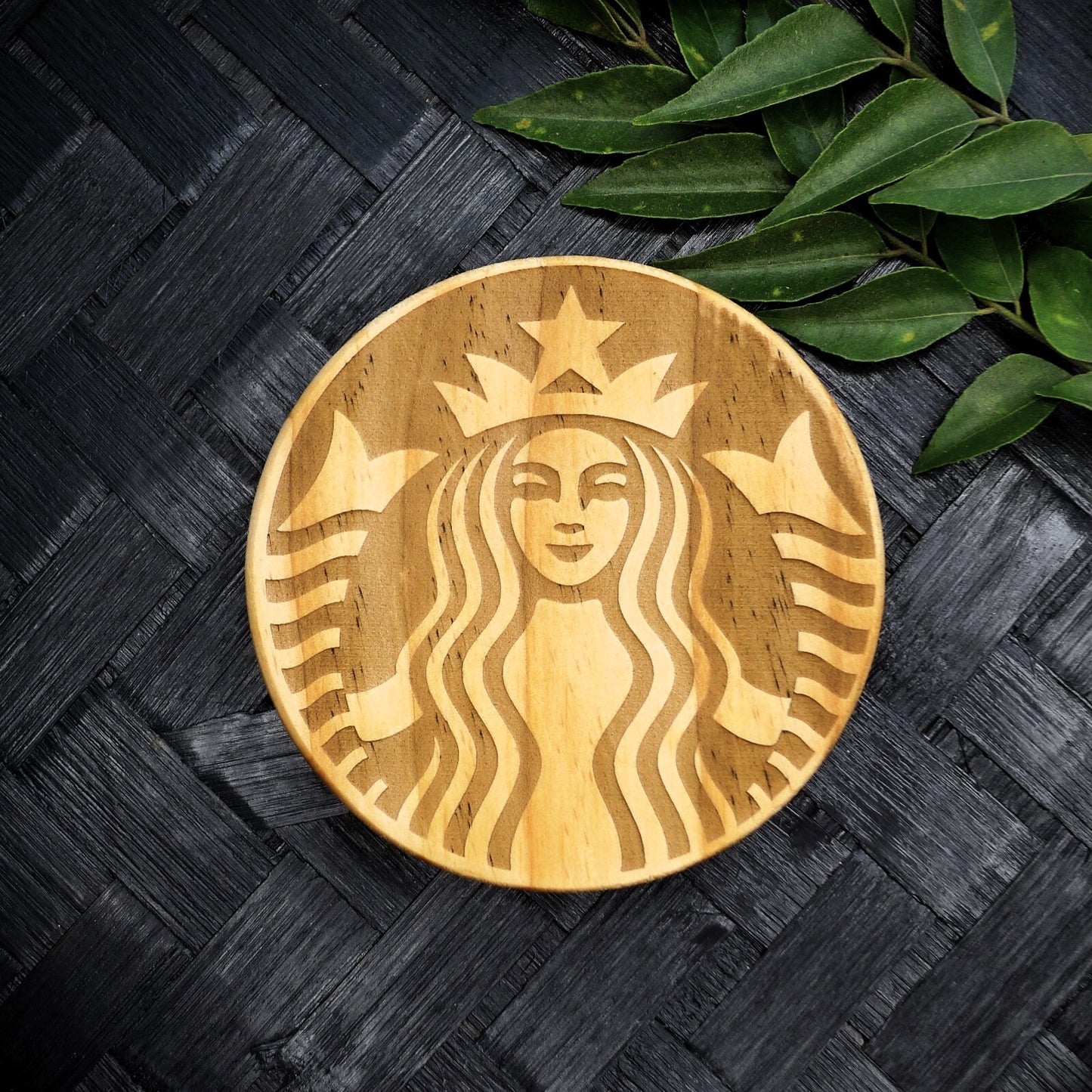 Starbucks Siren Coaster Set - Brand New Hand Made Laser Engraved Rustic Fan Art