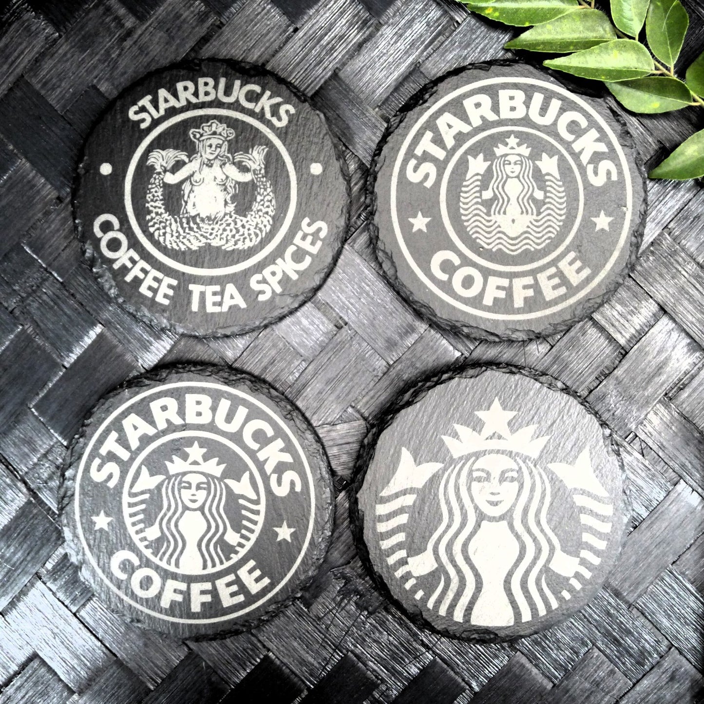 Starbucks Siren Slate Coaster Set - Brand New Laser Engraved Hand Made Fan Art