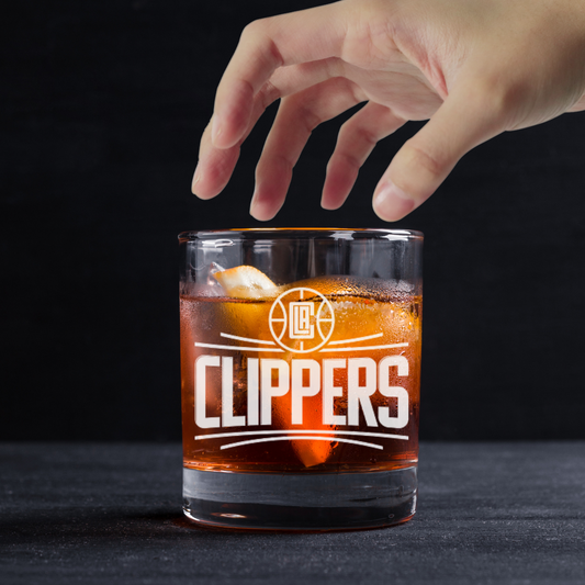 Custom Engraved LA Clippers Whiskey Glass - 11 oz Rocks Glass