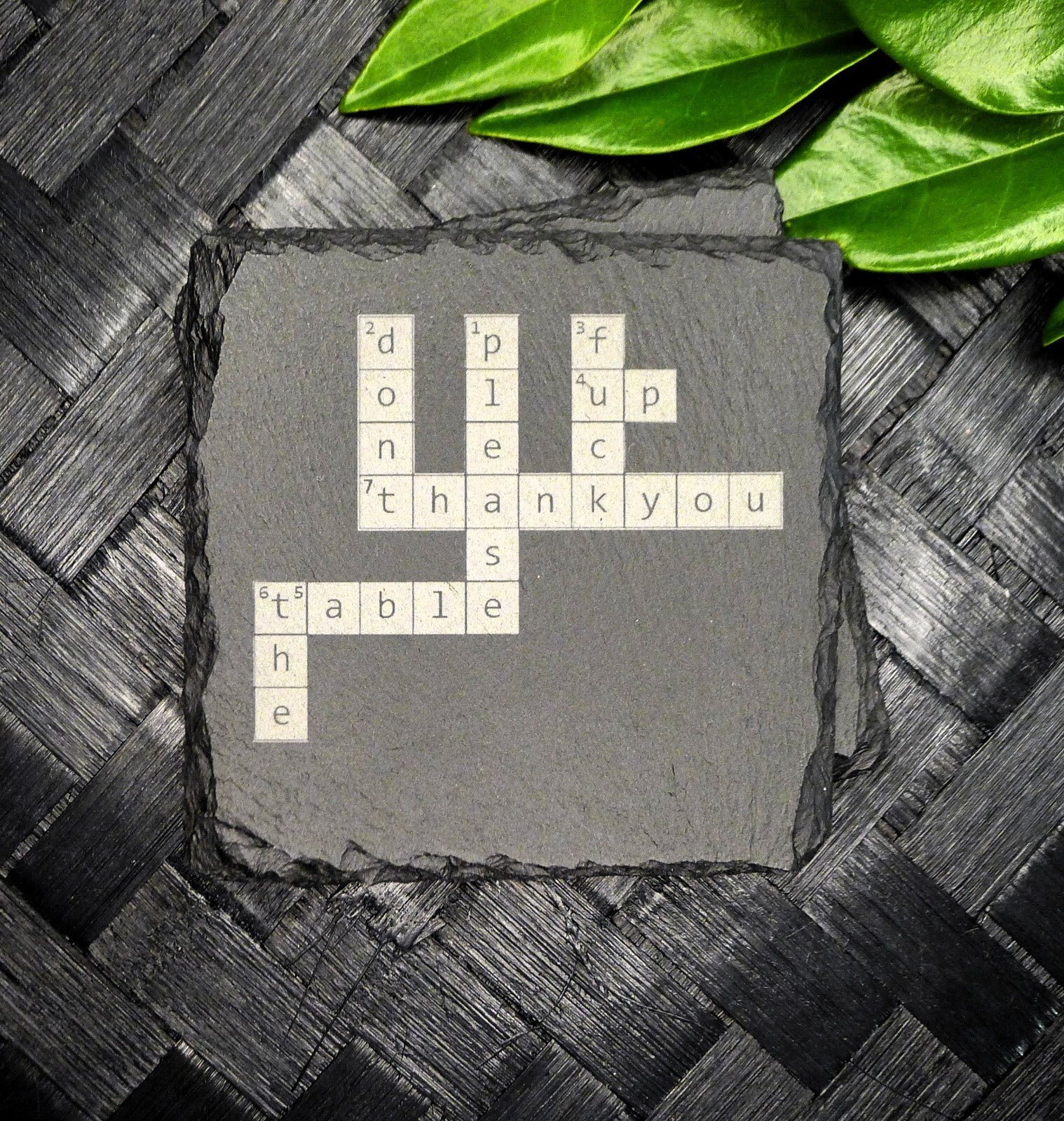 Don't F up the Table Crossword Puzzle Slate Coaster Brand New Hand Made Unique