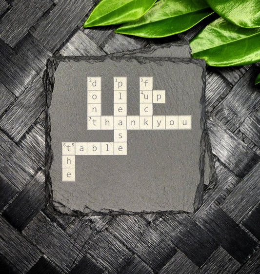 Don't F up the Table Crossword Puzzle Slate Coaster Brand New Hand Made Unique