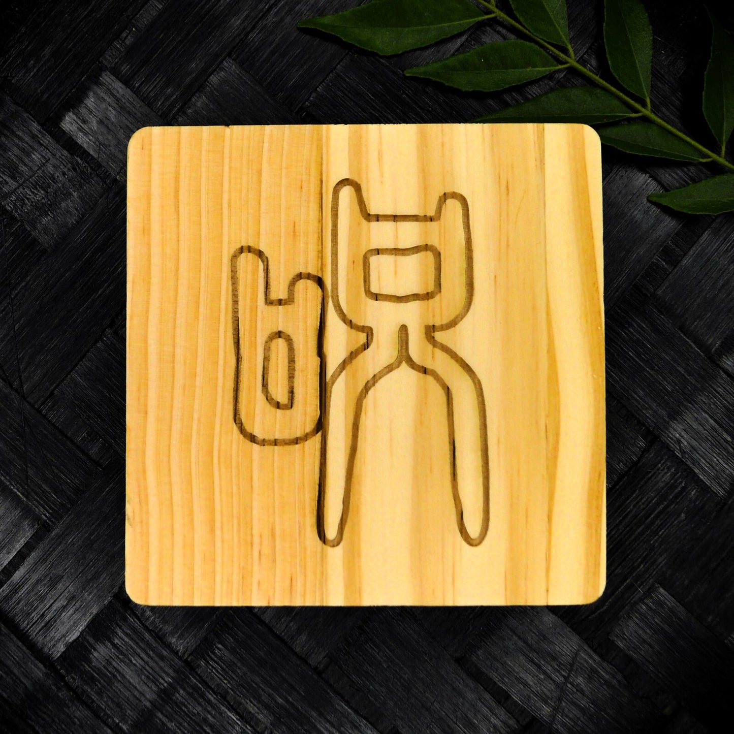 Jujutsu Kaisen Inspired Wooden Coaster Set – Square Handcrafted Laser Engraved