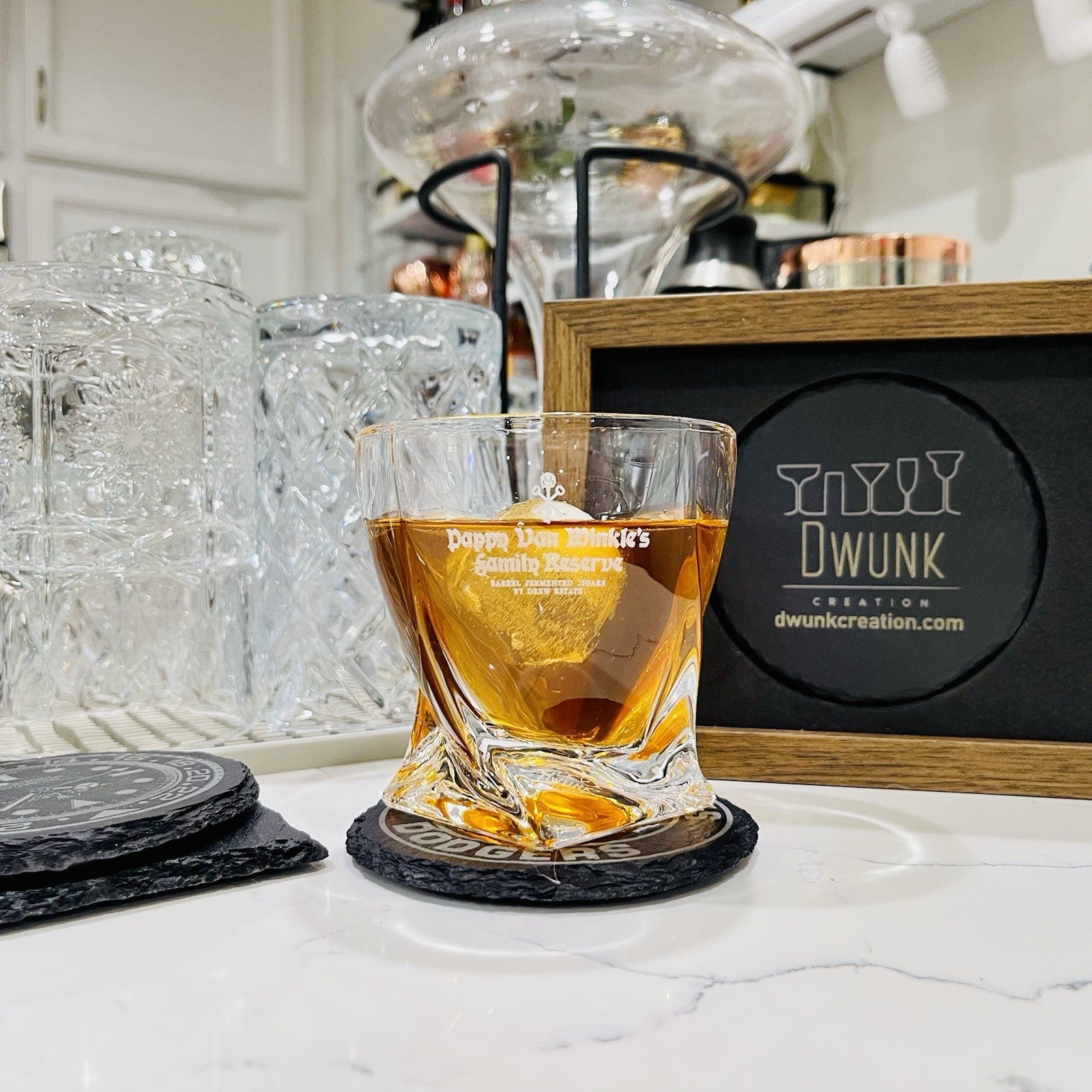 Custom Engraved Pappy Van Winkle's Family Reserve Twisted Whiskey Glass – 10 oz