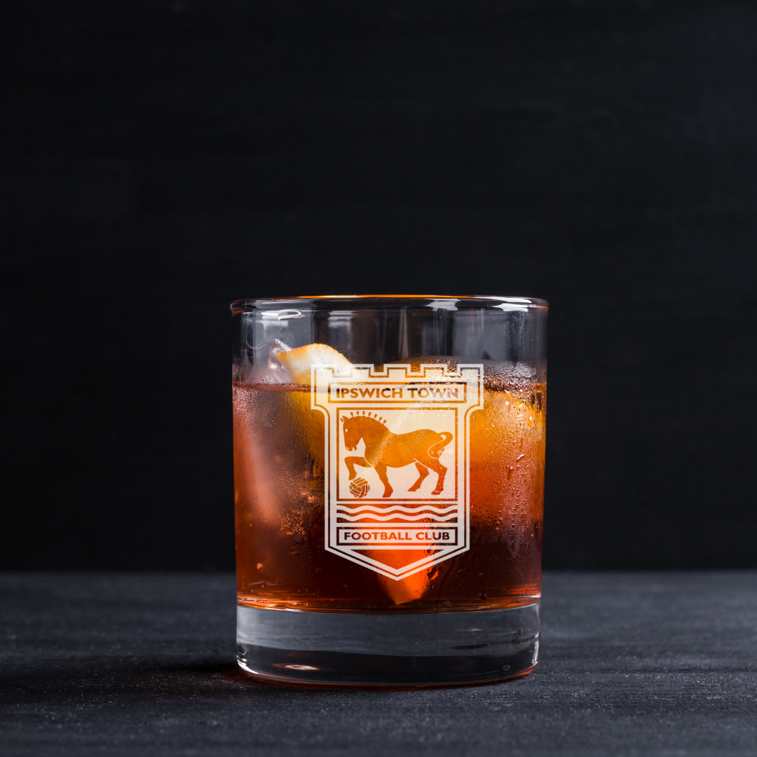 Custom Engraved Ipswich Town Whiskey Glass – 11 oz Standard Rocks Glass  NEW