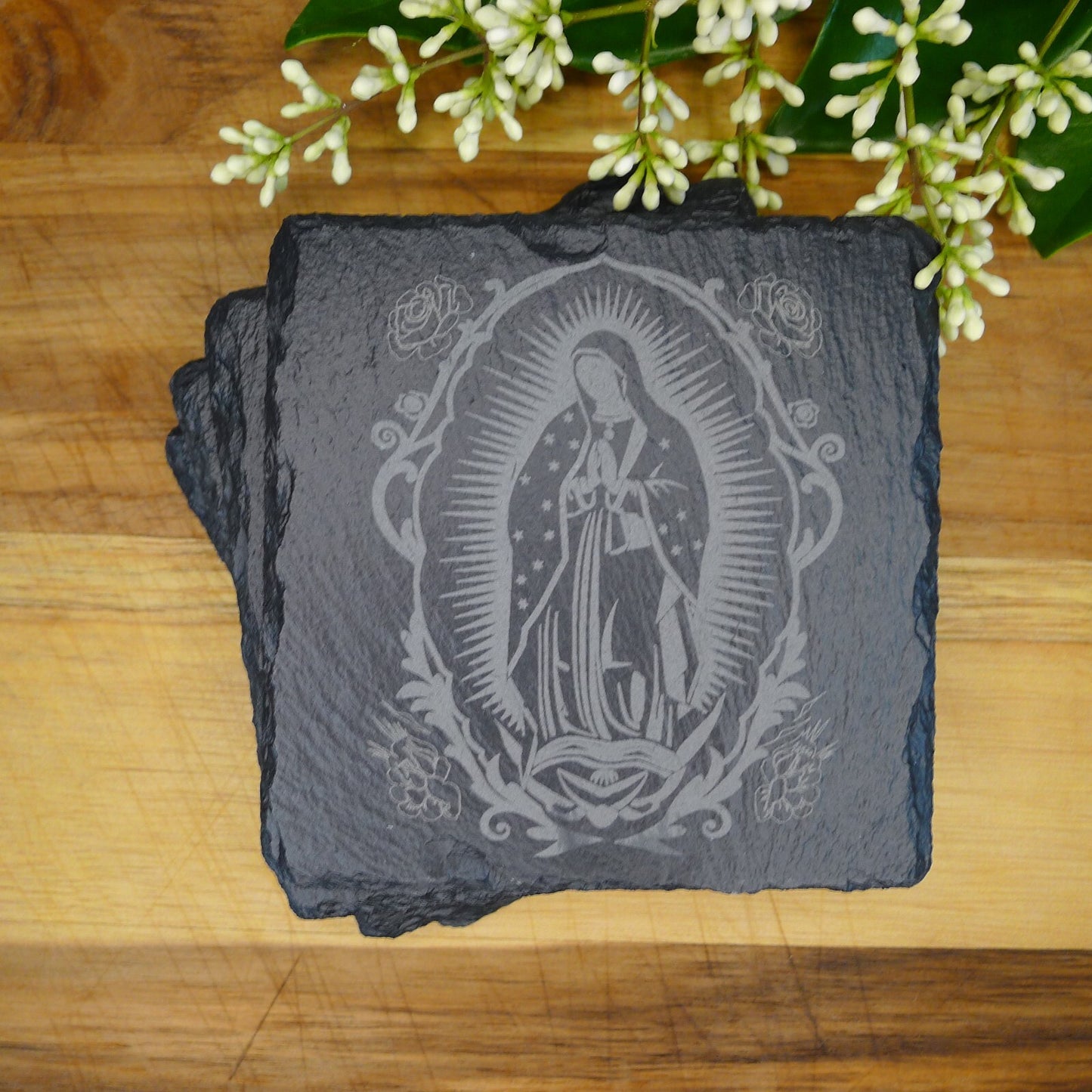 Virgencita de Guadalupe Slate Coaster  Set of 4 Lady of Guadalupe Slate Coaster