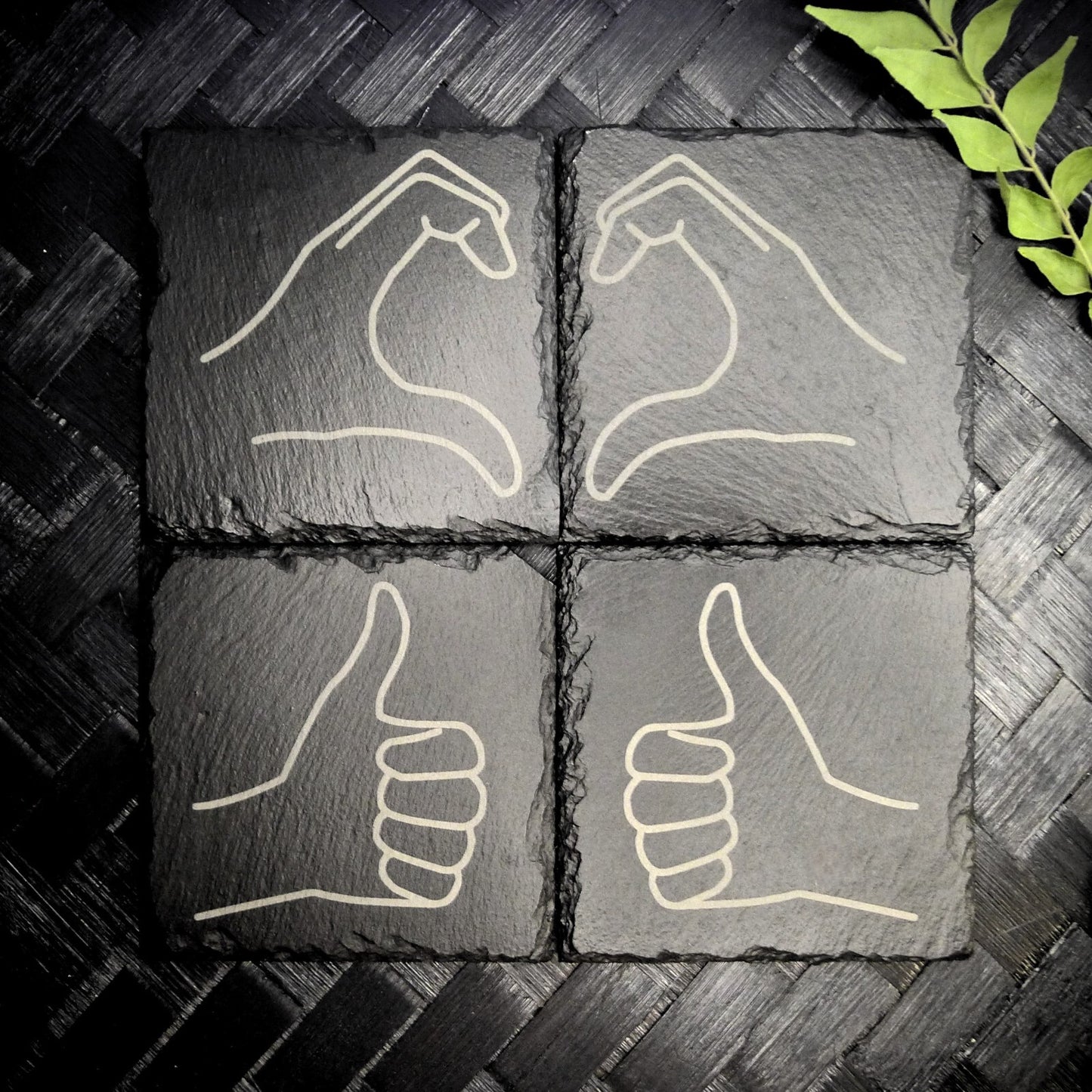 Friendzone Slate Coaster Set – Brand New Laser Engraved Hand Made Home Decor