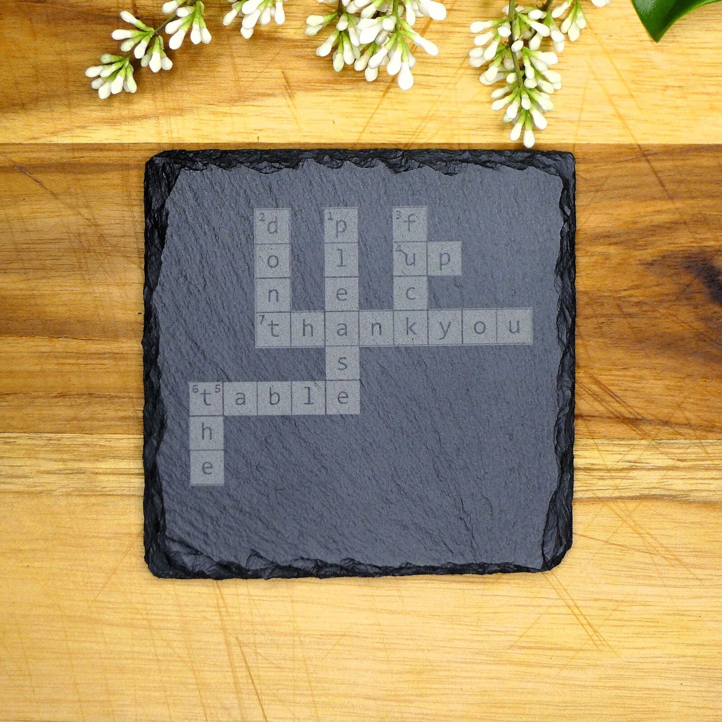 Don't F up the Table Crossword Puzzle Slate Coaster Brand New Hand Made Unique