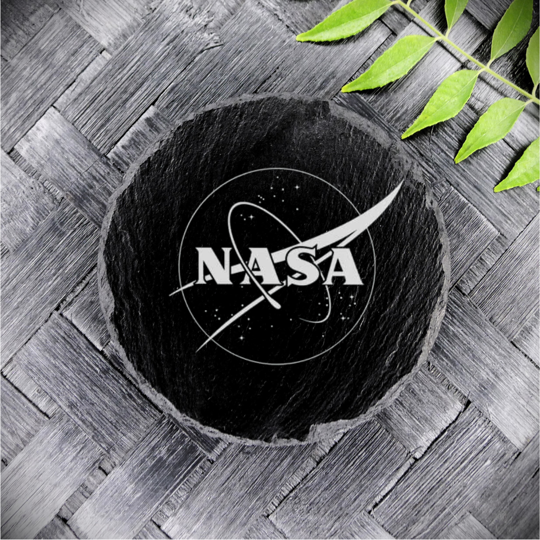 NASA Style Slate Coaster Brand New Handcrafted Laser Engraved Round