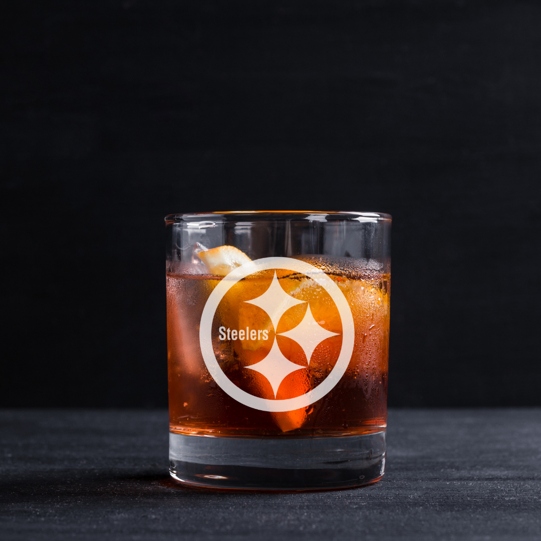 Custom Engraved Pittsburgh Steelers Whiskey Glass – 11 oz Rocks Glass