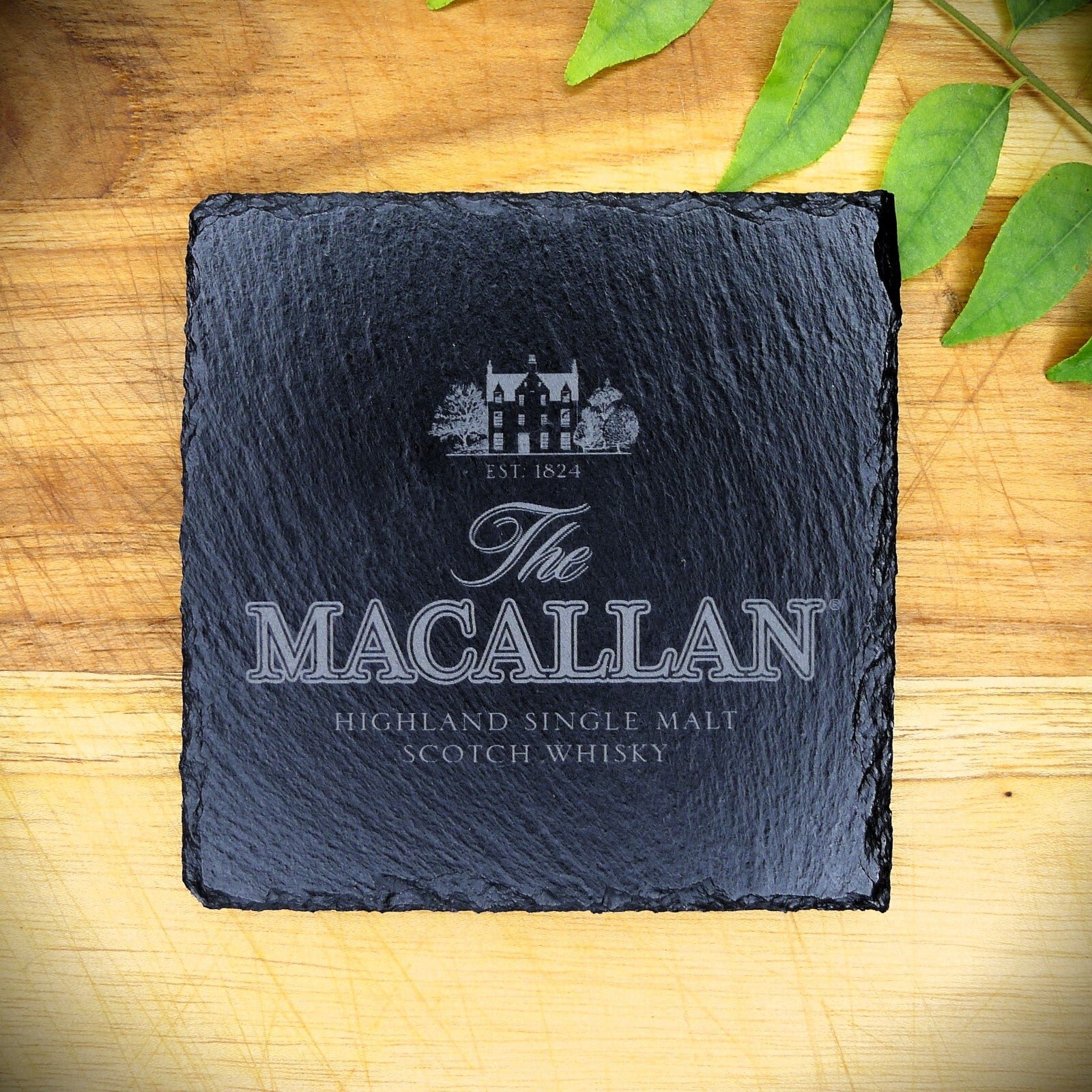 Macallan Whisky Slate Coaster Brand New Handcrafted Laser Engraved Square