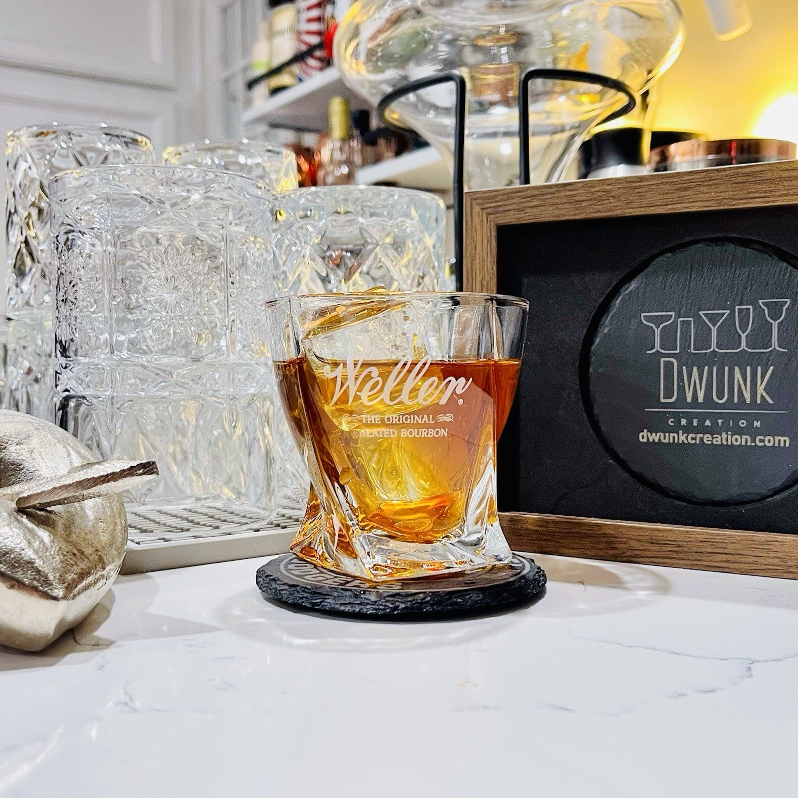 Custom Engraved Weller Whiskey Glass – 10 oz Twisted Rocks Glass NEW
