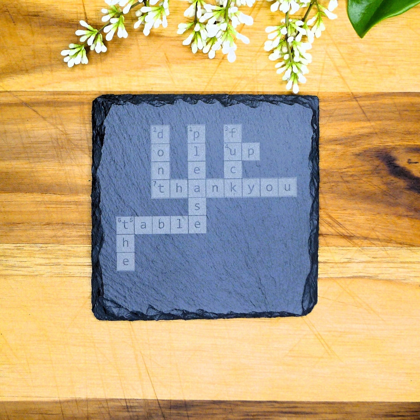 Don't F up the Table Crossword Puzzle Slate Coaster Brand New Hand Made Unique