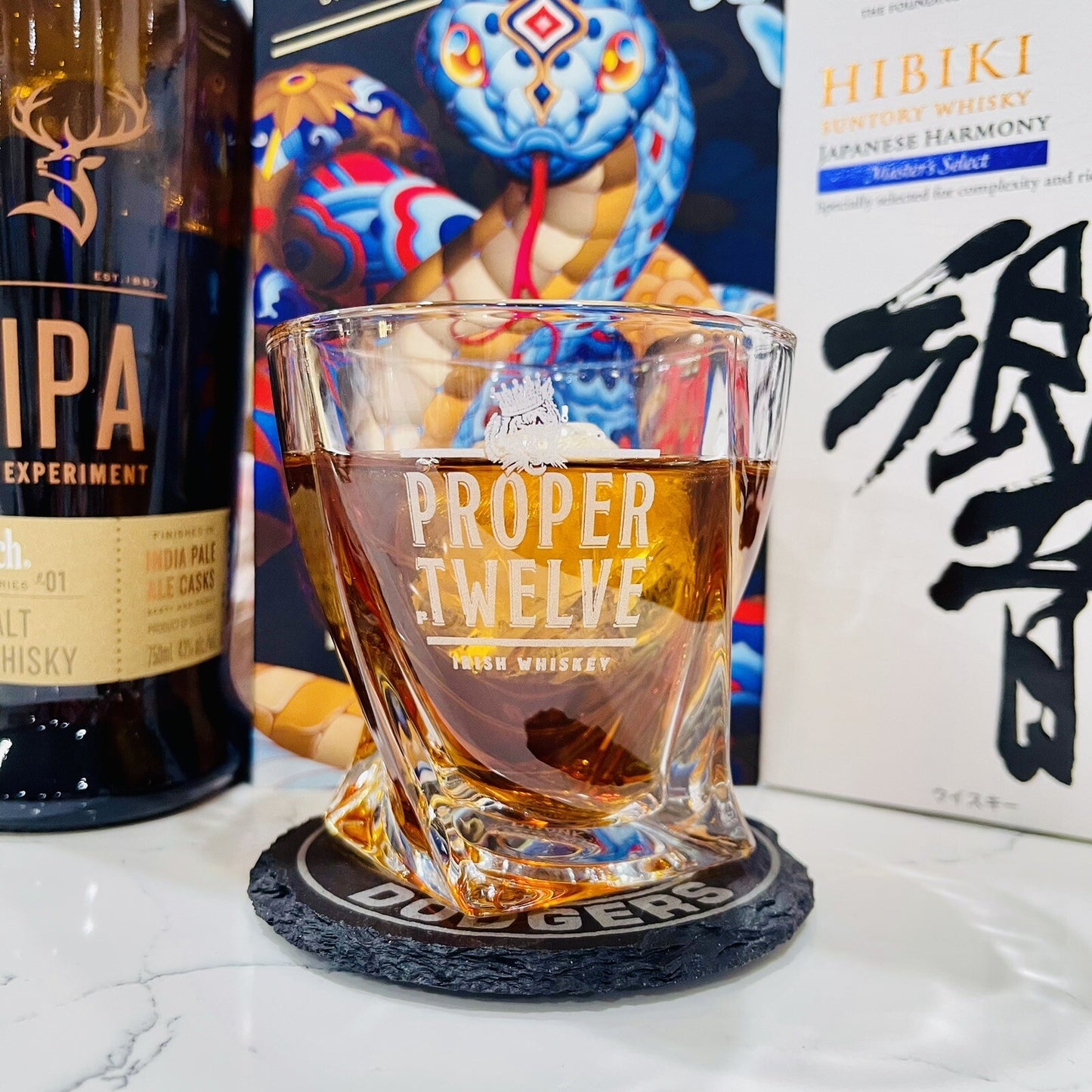 Custom Engraved Proper Number Twelve Whiskey Glass – 10 oz Twisted Rocks Glass