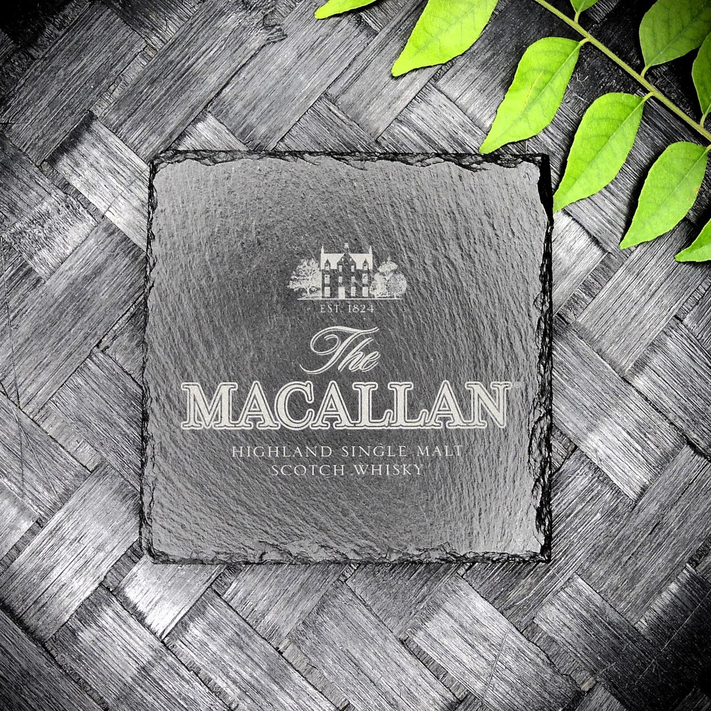 Macallan Whisky Slate Coaster Brand New Handcrafted Laser Engraved Square