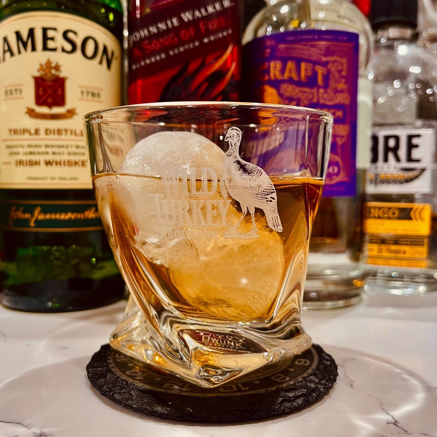 Custom Engraved Whiskey Glass 10 oz Twisted Personalized Bourbon Scotch Cocktail