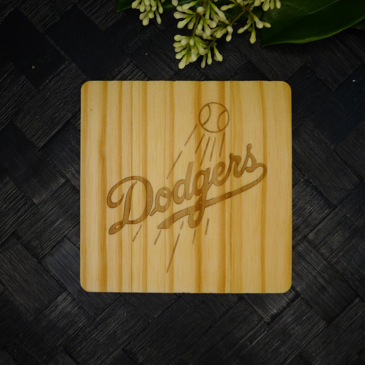 Los Angeles LA Dodgers Coaster Set MLB Brand New Laser Engraved Wood Hand Made 