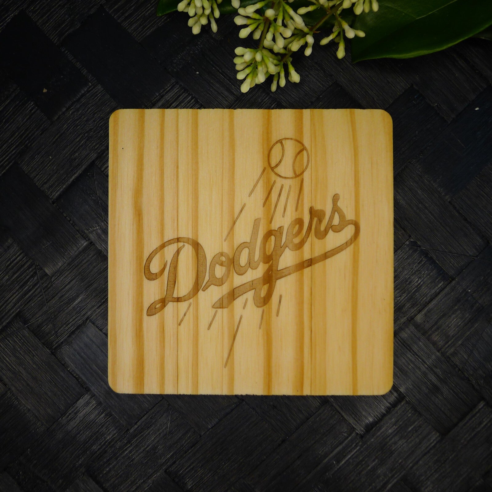 Los Angeles LA Dodgers Coaster Set MLB Brand New Laser Engraved Wood Hand Made 