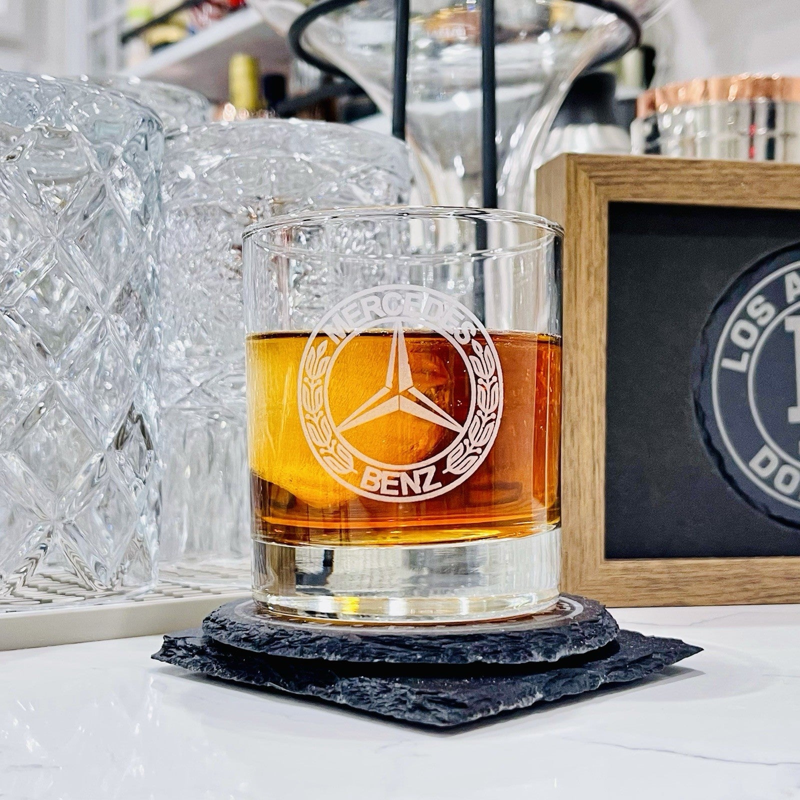 Custom Engraved Mercedes-Benz Whiskey Glass – 11 oz Standard Rocks Glass