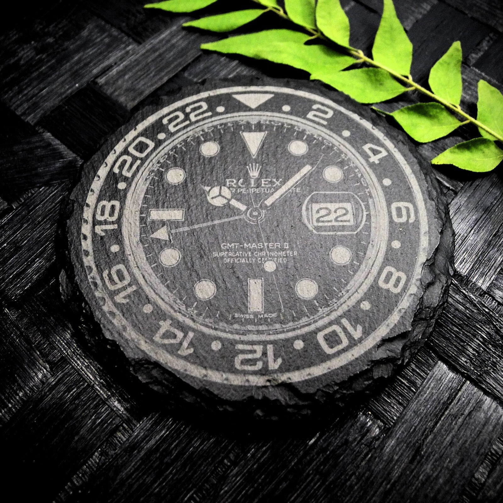 Rolex GMT Master II 116710 Slate Coaster Batman Brand New Hand Made Laser