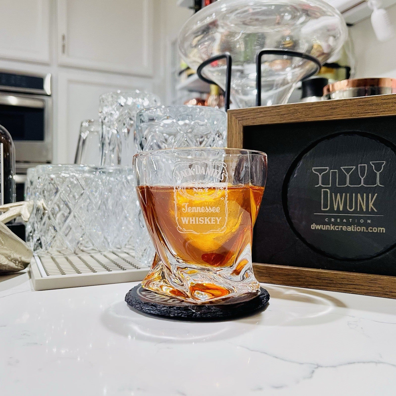 Custom Engraved Jack Daniel’s Twisted Whiskey Glass – 10 oz Rocks Glass New