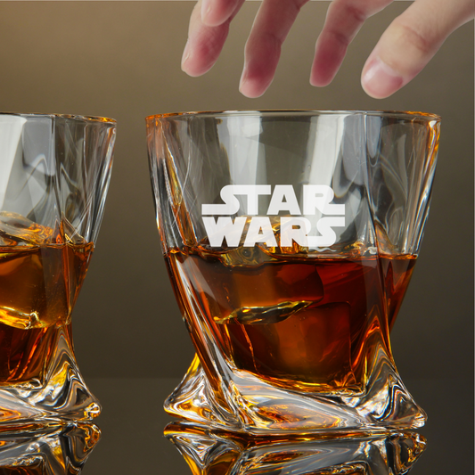 Custom Engraved Star Wars Whiskey Glass – 10 oz Twisted Rocks Glass