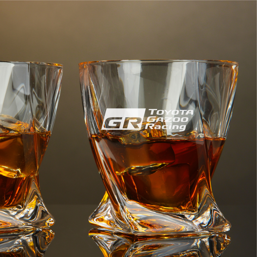 Custom Engraved Gazoo Racing Whiskey Glass – 10 oz Twisted Rocks Glass