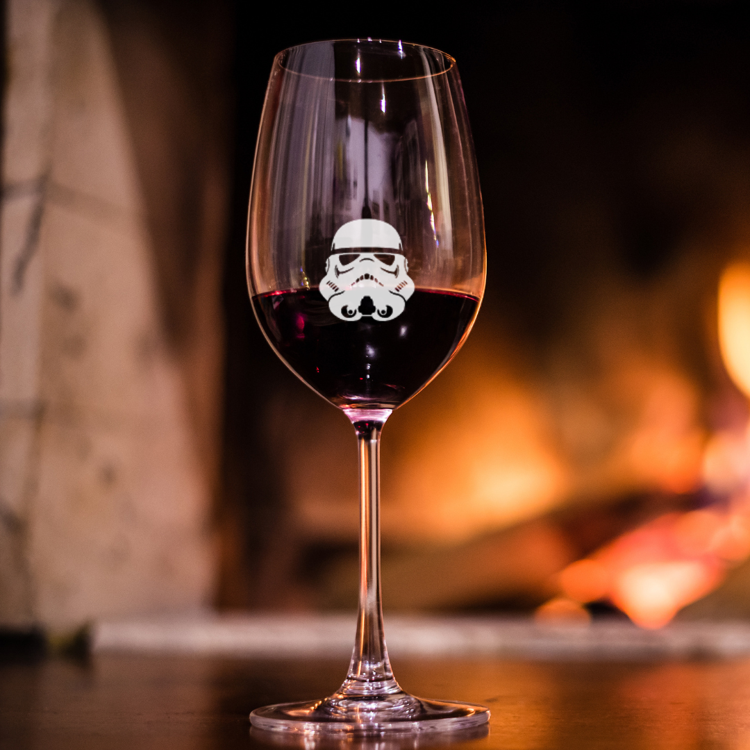 Custom Engraved Stormtrooper Helmet Wine Glass – 12 oz Stemmed Wine Glass