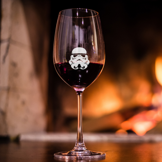 Custom Engraved Stormtrooper Helmet Wine Glass – 12 oz Stemmed Wine Glass