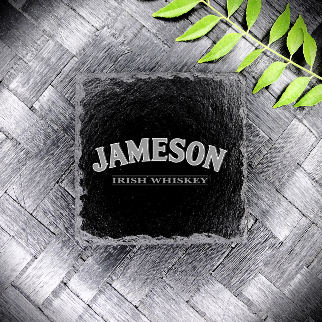 JAMESON Irish Whiskey Slate Coaster Brand New Handcrafted Laser Engraved Set 4