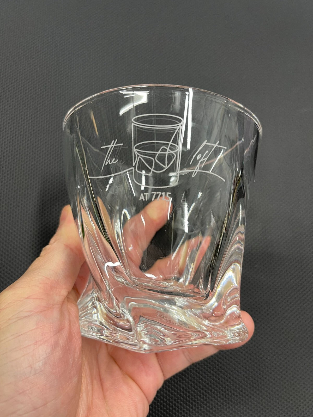 Custom Engraved Whiskey Glass 10 oz Twisted Personalized Bourbon Scotch Cocktail