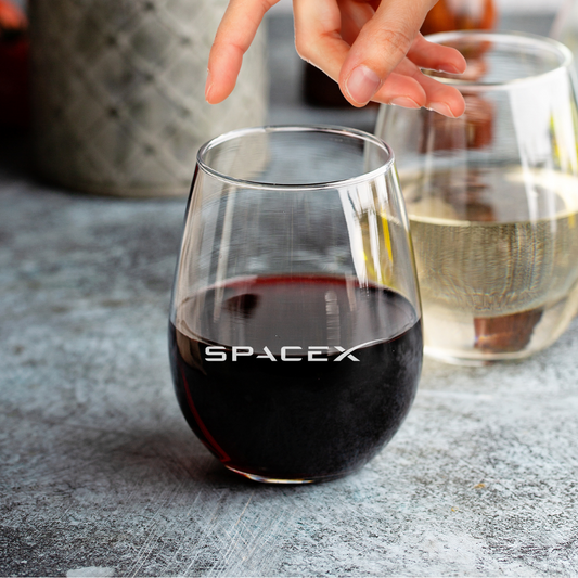 Custom Engraved SpaceX Wine Glass – 15 oz Stemless Wine Glass